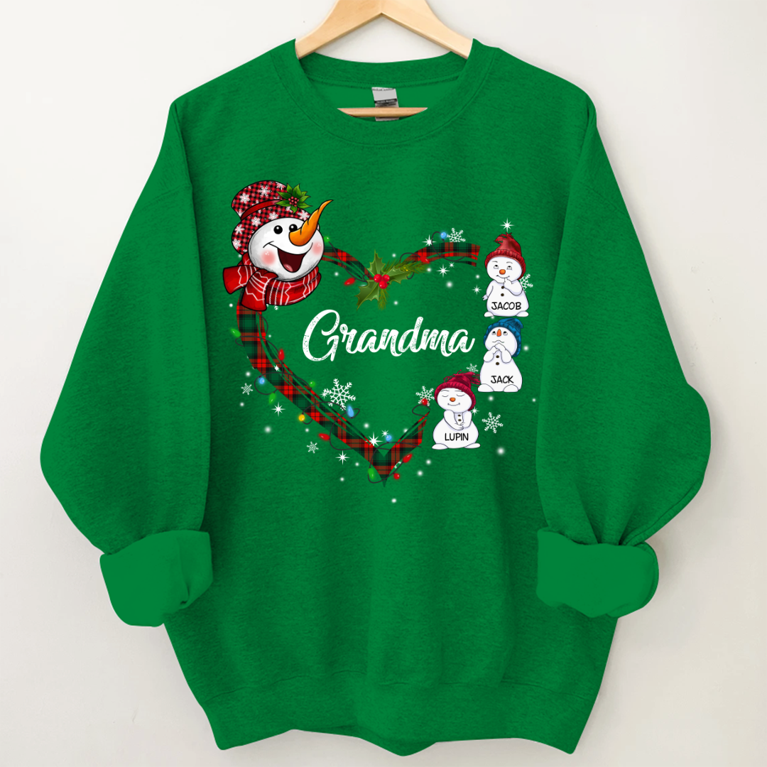 Lofaris Snowman Heart Christmas Grandma Custom Sweatshirt