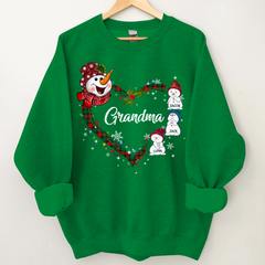 Lofaris Snowman Heart Christmas Grandma Custom Sweatshirt