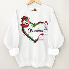 Lofaris Snowman Heart Christmas Grandma Custom Sweatshirt