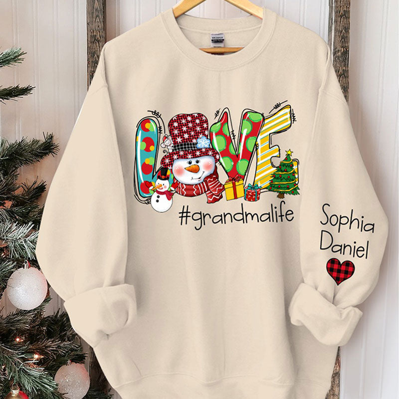 Lofaris Snowman Love Grandma Kids Custom Christmas Sweatshirt