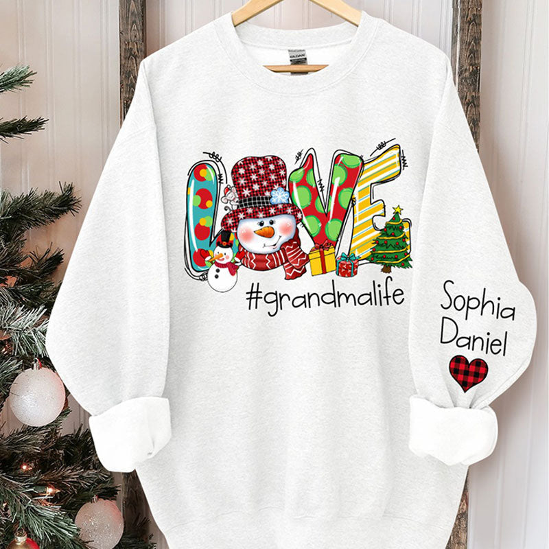 Lofaris Snowman Love Grandma Kids Custom Christmas Sweatshirt