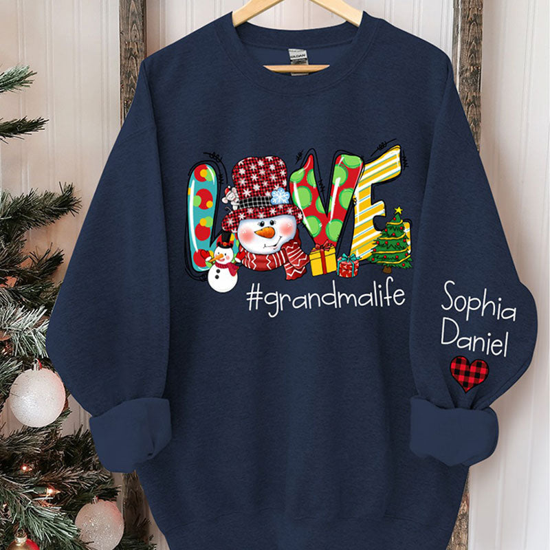 Lofaris Snowman Love Grandma Kids Custom Christmas Sweatshirt