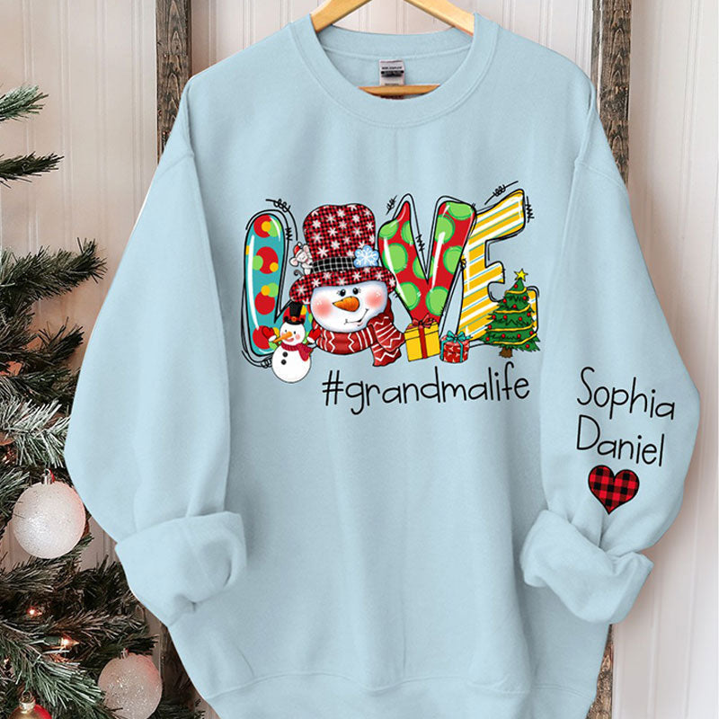 Lofaris Snowman Love Grandma Kids Custom Christmas Sweatshirt