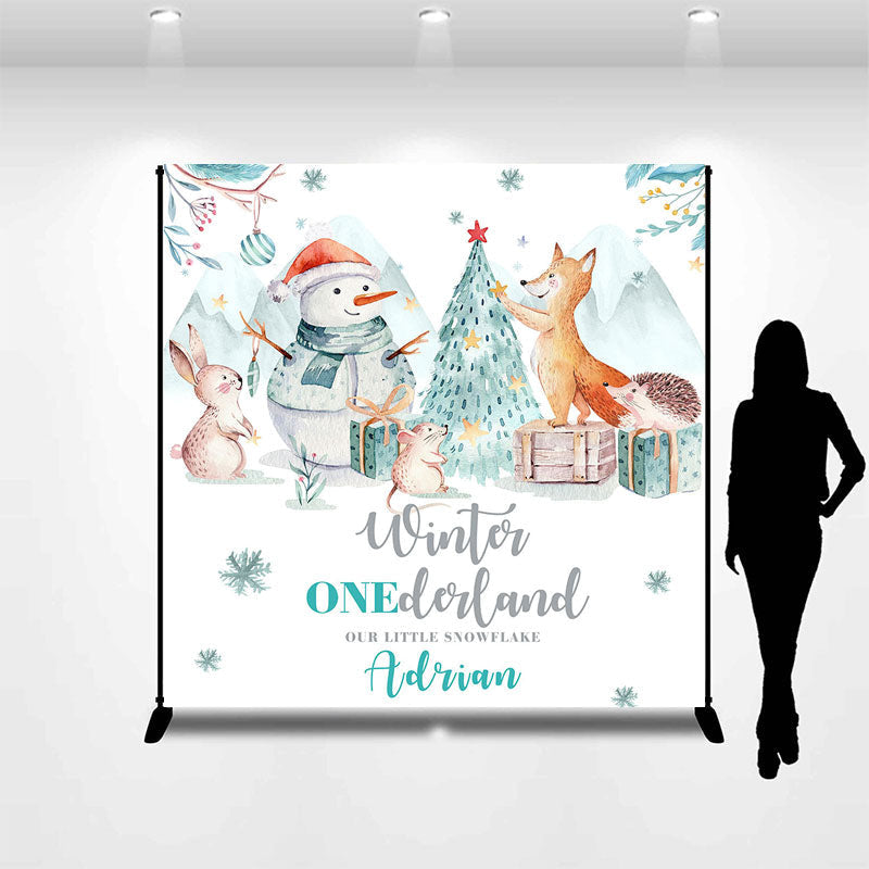 Lofaris Snowman Winter Onederland Custom Birthday Backdrop