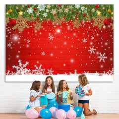 Lofaris Snowy Christmas With Shiny Star And Snowflake Backdrop