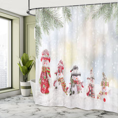 Lofaris Snowy Cute Snowman Bokeh Christmas Shower Curtain