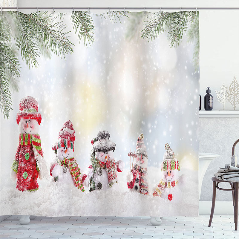 Lofaris Snowy Cute Snowman Bokeh Christmas Shower Curtain