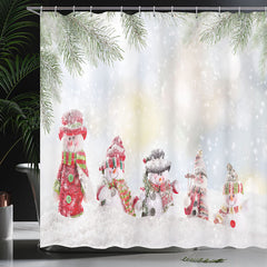 Lofaris Snowy Cute Snowman Bokeh Christmas Shower Curtain
