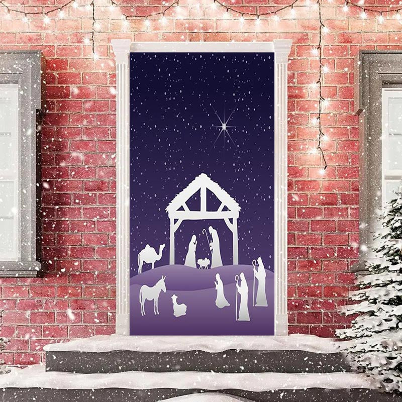 Lofaris Snowy Star Night Prayer Door Cover For Christmas