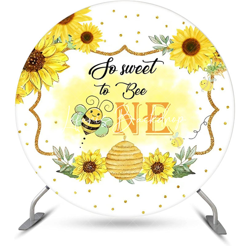 Lofaris So Sweet To Bee One Honeycomb Round Birthday Backdrop