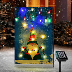Lofaris Solar Lighted Cute Elf Winter Christmas Garden Flag
