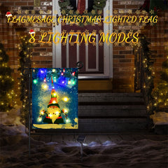 Lofaris Solar Lighted Cute Elf Winter Christmas Garden Flag