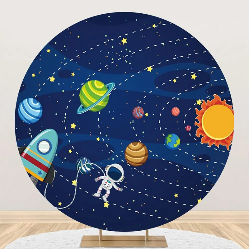 Lofaris Solar System Planet Astronaut Rocket Circle Backdrop