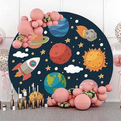 Lofaris Solar System Planet Space Birthday Round Backdrop