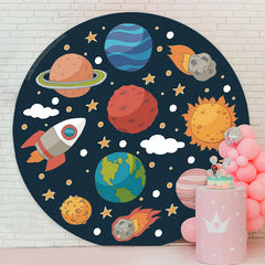 Lofaris Solar System Planet Space Birthday Round Backdrop
