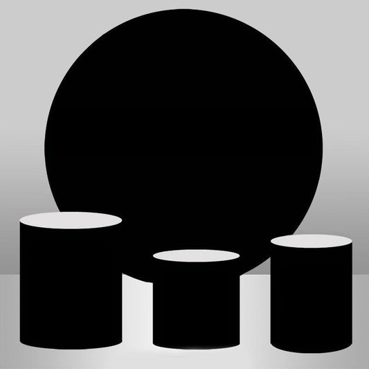 Lofaris Solid Black Round Backdrop Kit with Plinth Cover