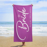 Lofaris Solid Color Custom Name Bride Beach Towel