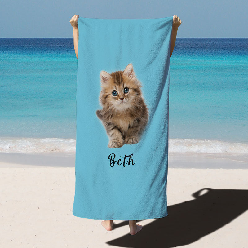 Lofaris Solid Color Custom Photo Pet Beach Towel