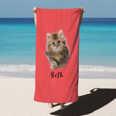 Lofaris Solid Color Custom Photo Pet Beach Towel
