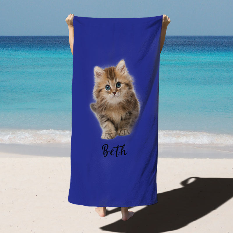 Lofaris Solid Color Custom Photo Pet Beach Towel
