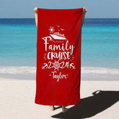 Lofaris Solid Color Family Cruise Custom Name Beach Towel