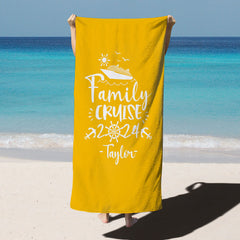 Lofaris Solid Color Family Cruise Custom Name Beach Towel