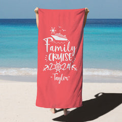 Lofaris Solid Color Family Cruise Custom Name Beach Towel