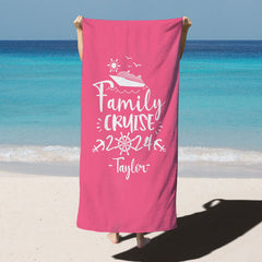 Lofaris Solid Color Family Cruise Custom Name Beach Towel