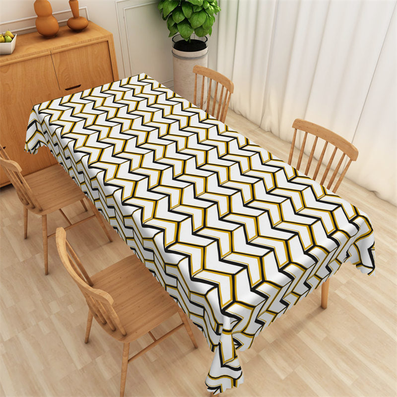 Lofaris Solid Geometric Herringbone Rectangle Tablecloth