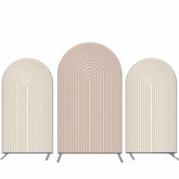 Lofaris Solid Nude And Pink Stripe Party Arch Backdrop Kit