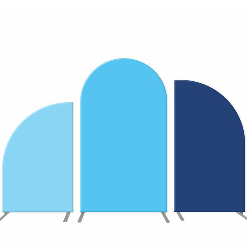 Lofaris Solid Sky And Navy Blue Theme Arch Backdrop Set