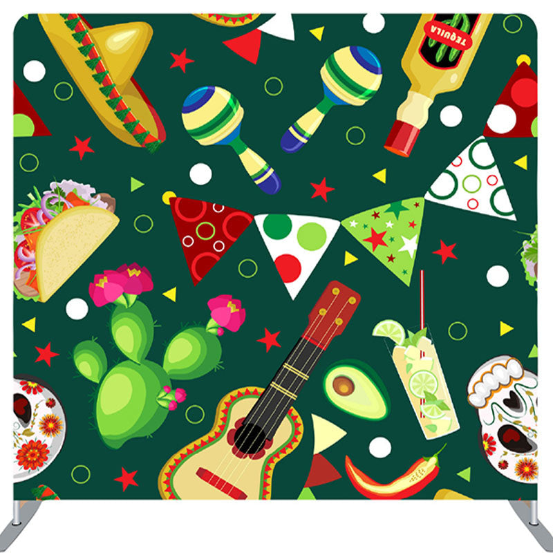 Lofaris Sombrero Cactus Taco Avocado Mexican Fiesta Backdrop