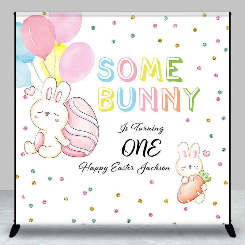 Lofaris Some Bunny Easter Egg Custom 1st Birthday Backdrop