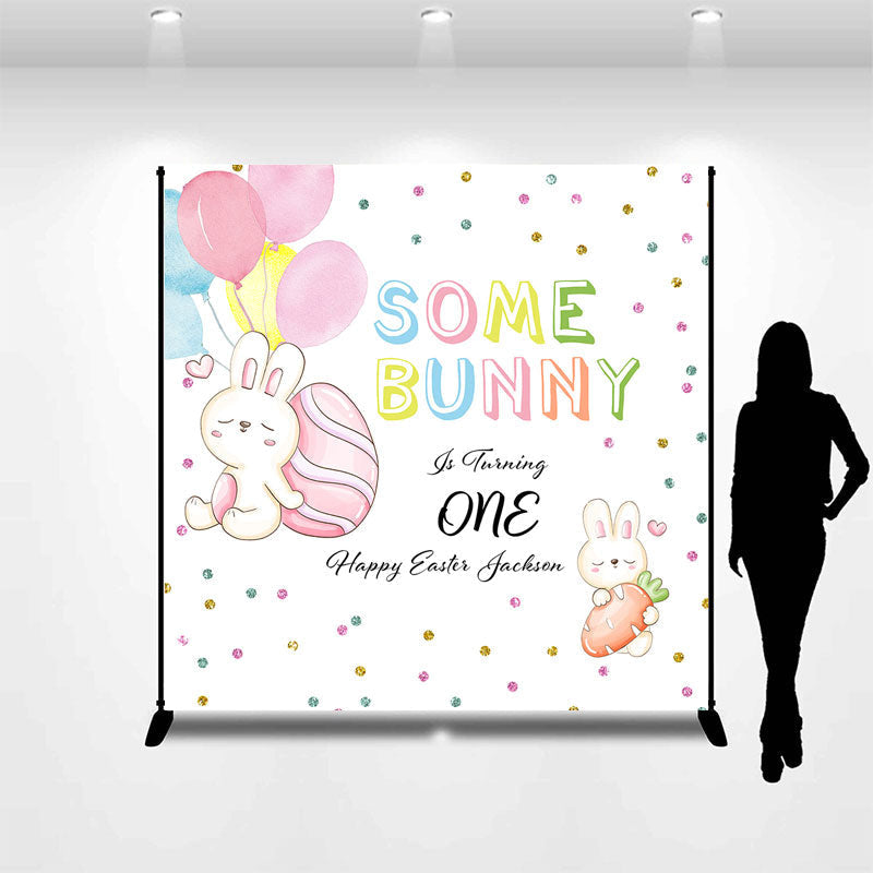 Lofaris Some Bunny Easter Egg Custom 1st Birthday Backdrop