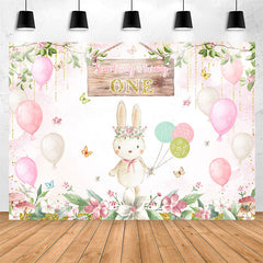 Lofaris Some Bunny Is Turning One Pink 1st Birthday Backdrop