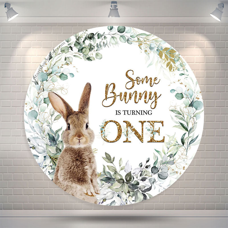 Some Bunny Is Turning One Round Birthday Backdrop – Lofaris