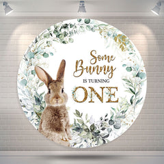 Lofaris Some Bunny Is Turning One Round Birthday Backdrop