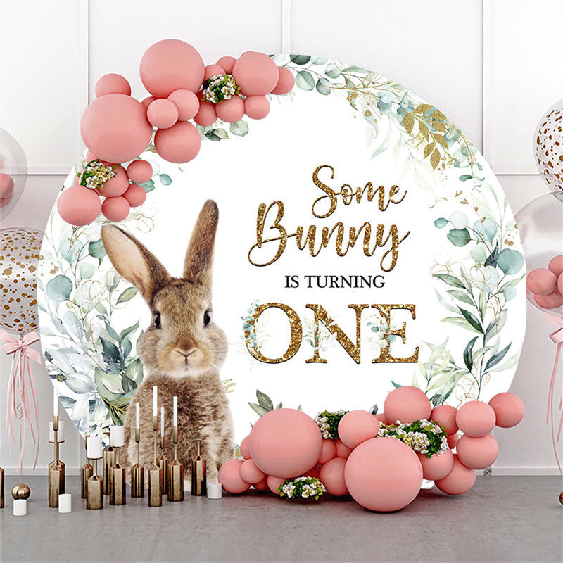 Lofaris Some Bunny Is Turning One Round Birthday Backdrop