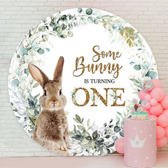 Lofaris Some Bunny Is Turning One Round Birthday Backdrop