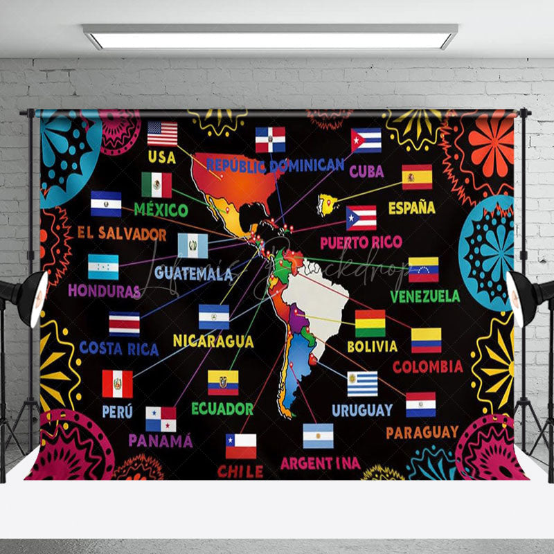 Lofaris South America Map Hispanic Heritage Month Backdrop