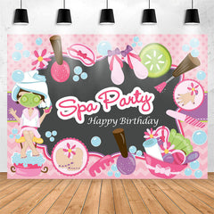 Lofaris Spa Party Pink Happy Birthday Backdrop For Girl