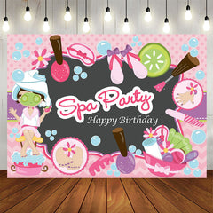Lofaris Spa Party Pink Happy Birthday Backdrop For Girl