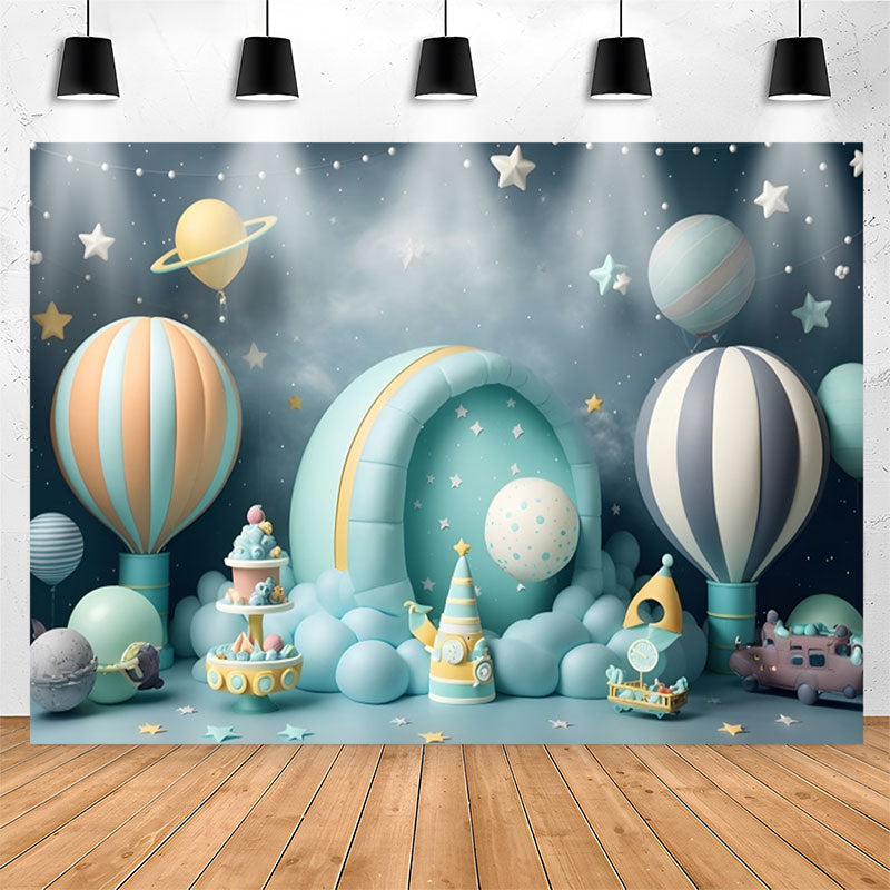 Lofaris Space Capsule Star Plant Balloons Birthday Backdrop