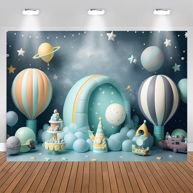 Lofaris Space Capsule Star Plant Balloons Birthday Backdrop