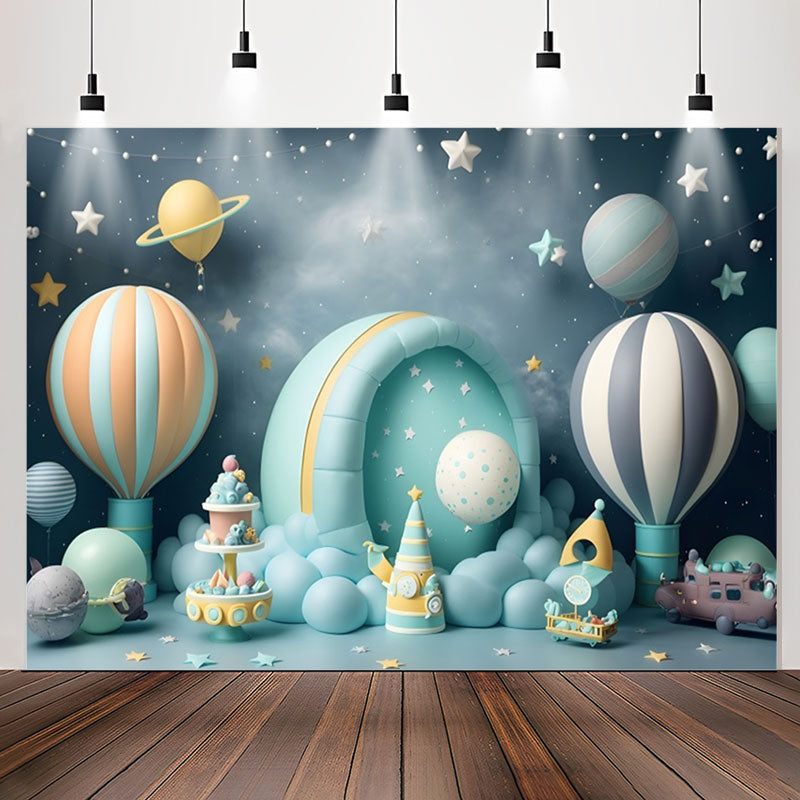 Lofaris Space Capsule Star Plant Balloons Birthday Backdrop