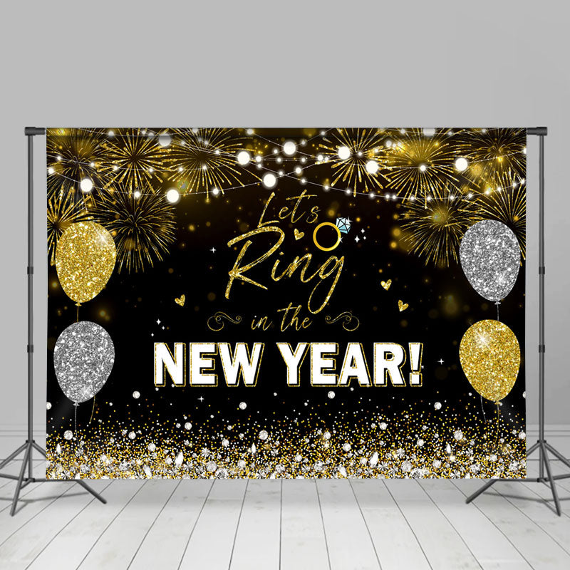 Lofaris Gold Balloons Glitter 2024 Happy New Year Backdrop | New Year Backdrop 2024 | New Year Party Backdrop | New Years Photography Backdrop