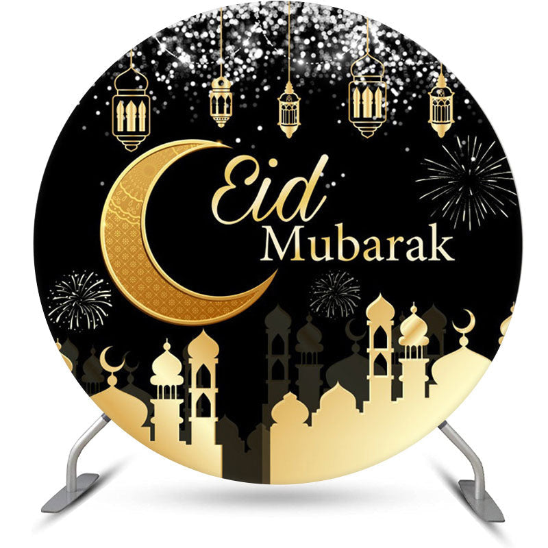 Lofaris Spark Gold Dome Black Circle Backrop For Eid Mubarak