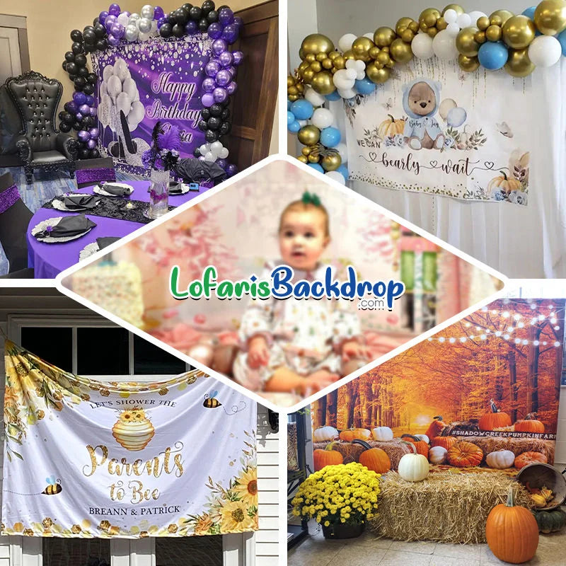 Lofaris Sparkle Black 1974 Repeat Custom 50th Birthday Backdrop