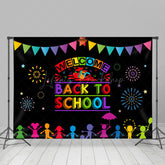 Lofaris Sparkle Chidren Black Welcome Back To School Backdrop