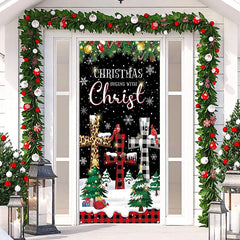 Lofaris Sparkle Cross Tree Black Night Christmas Door Cover
